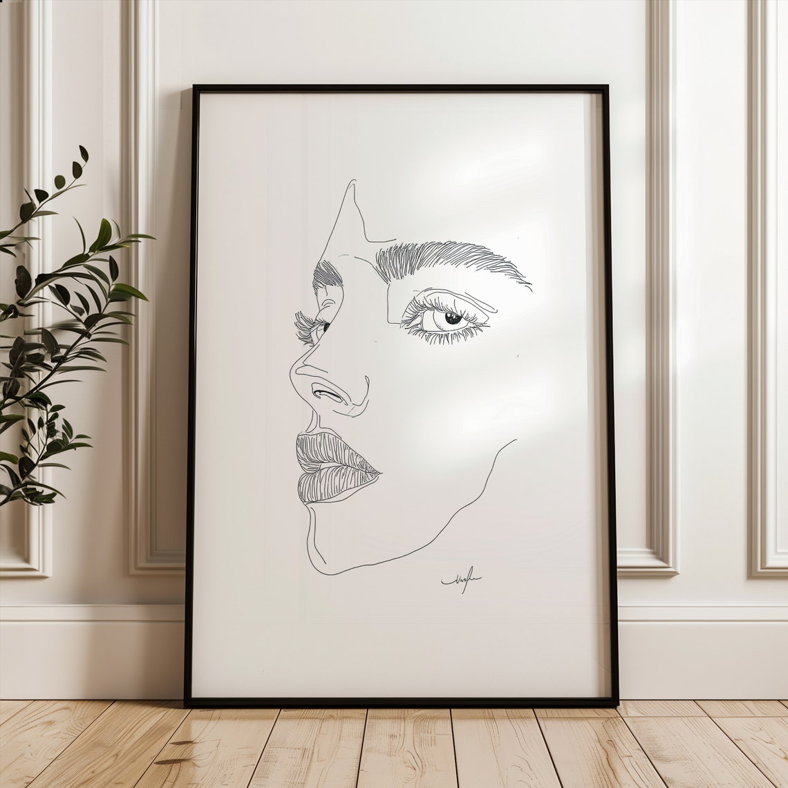 Woman Lips Profile Continuous Line Drawing Minimalist Art Poster