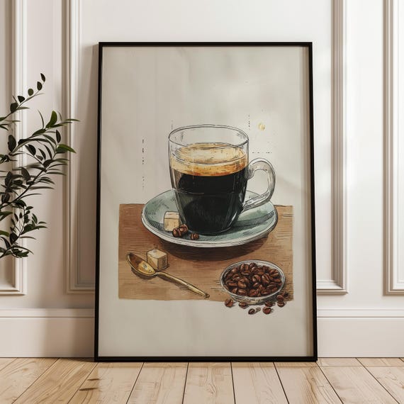 Coffee Art Poster Handdrawn Illustration Print On Matte Paper