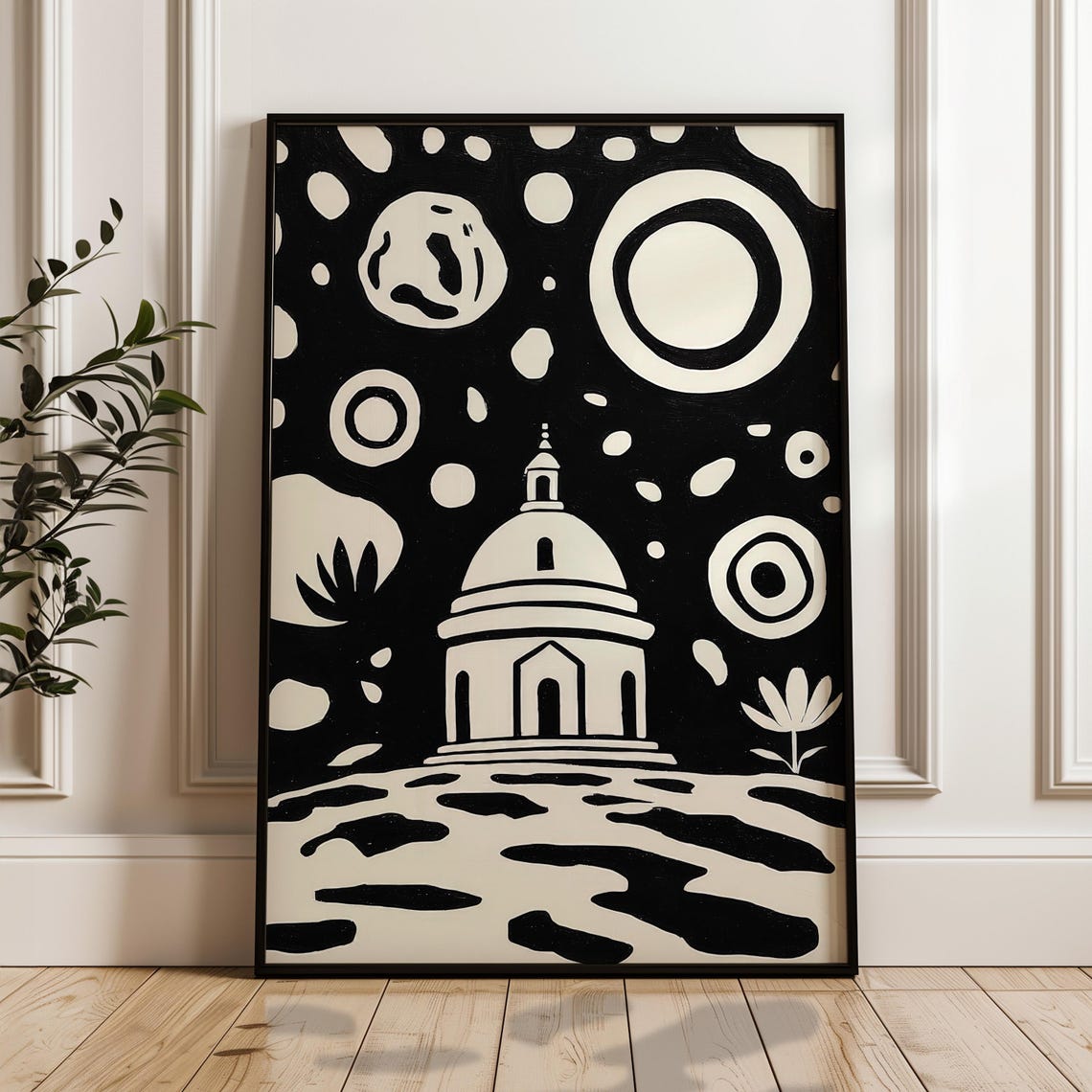 Minimalist Scenic Poster Black And Beige Print Modern Organic Wall Art Scandinavian Home