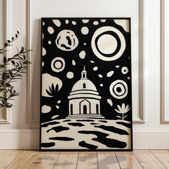 Minimalist Scenic Poster Black And Beige Print Modern Organic Wall Art Scandinavian Home