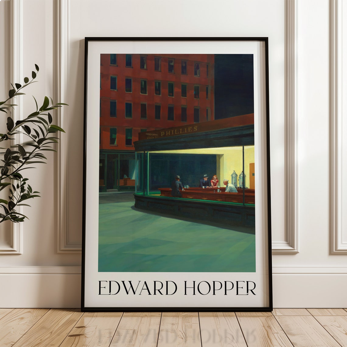 Edward Hopper Nighthawks Vintage Night Diner Window Scene Poster