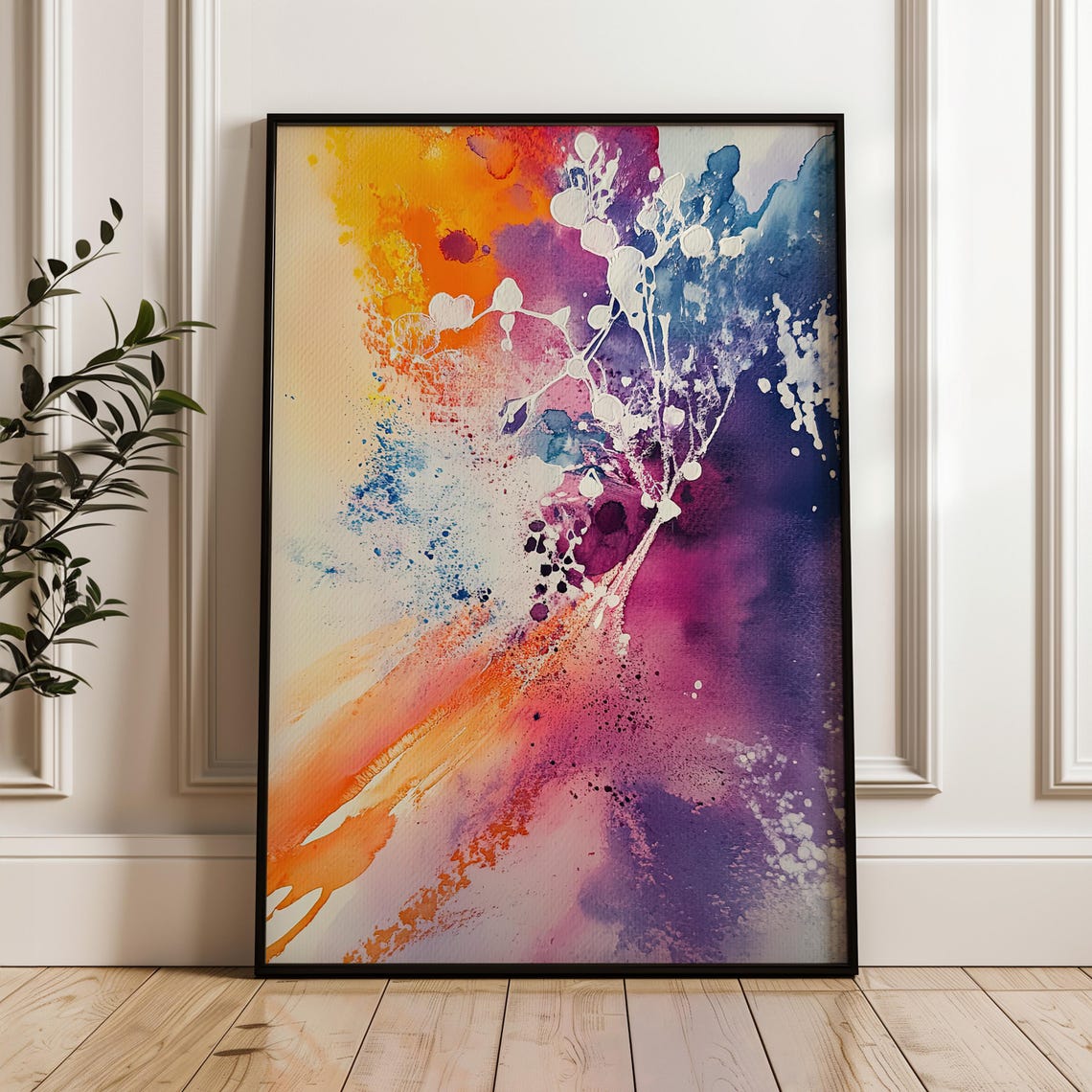 Abstract Watercolor Wall Art Colorful Splash Matte Paper
