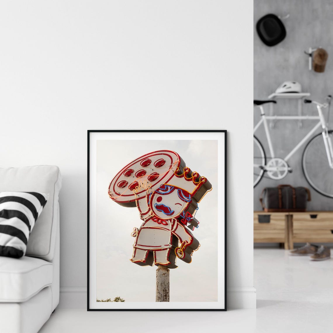 Retro Neon Pizza Chef Sign Photograph Pizzeria Diner Decor Print - Image 3