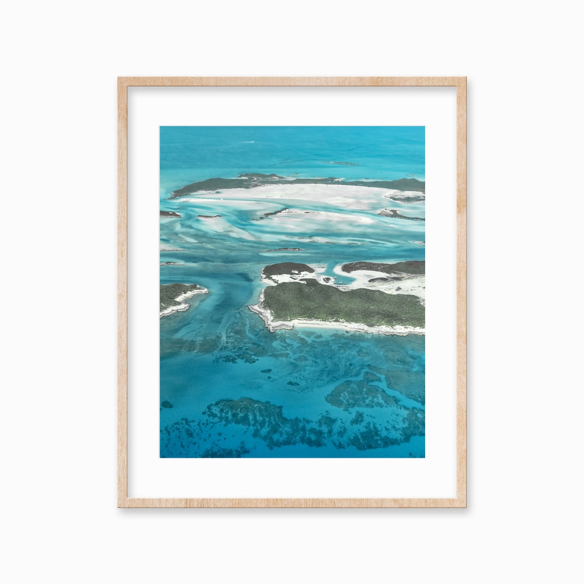 Aerial Tropical Islands Turquoise Shallows Sandbars Ocean Poster