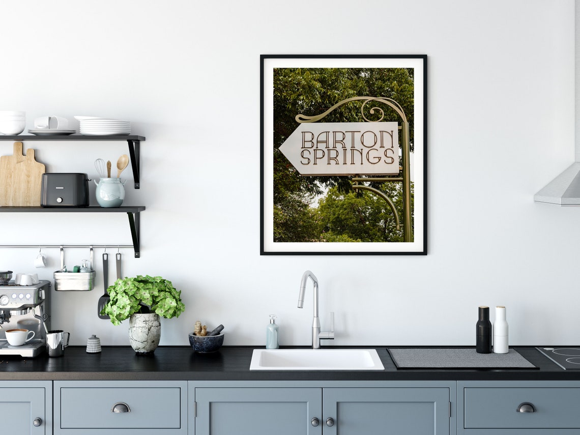 Barton Springs Sign Austin Texas Vintage Directional Photo Poster - Image 2
