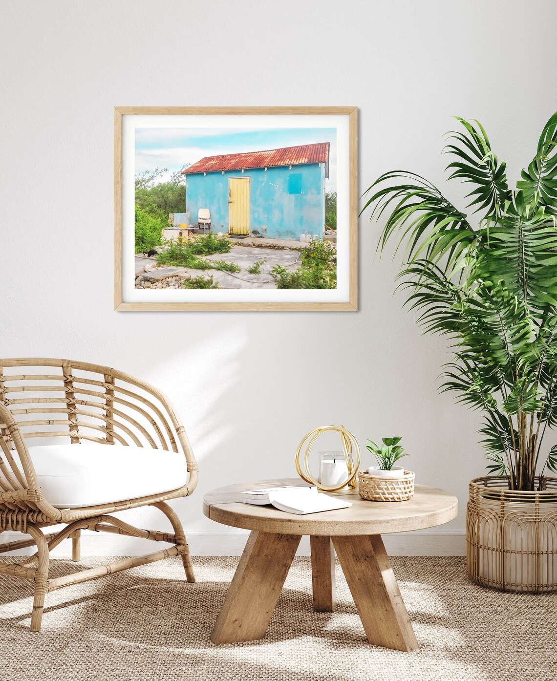 Blue Cottage Yellow Door Rustic Island Shack Tropical Photo Poster - Image 3