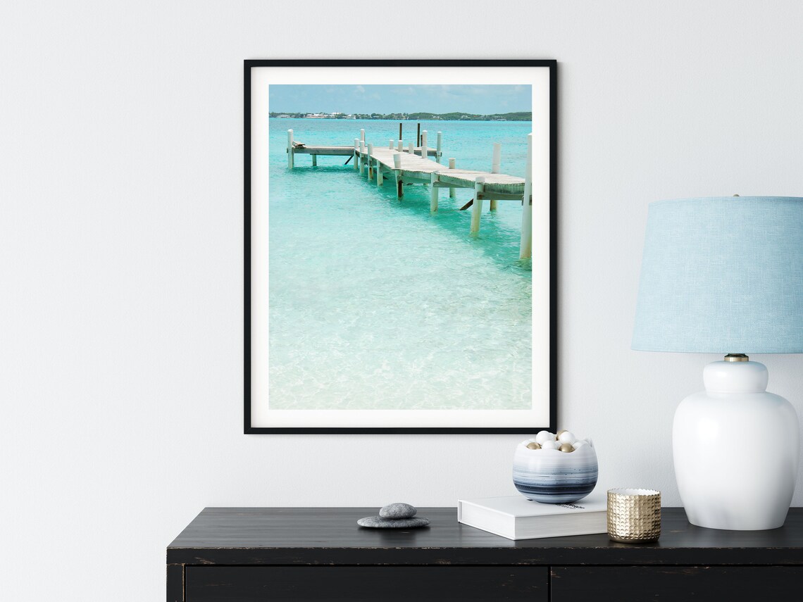 Bahamas Boat Dock Beach Art Print, Exumas Pier - Image 2