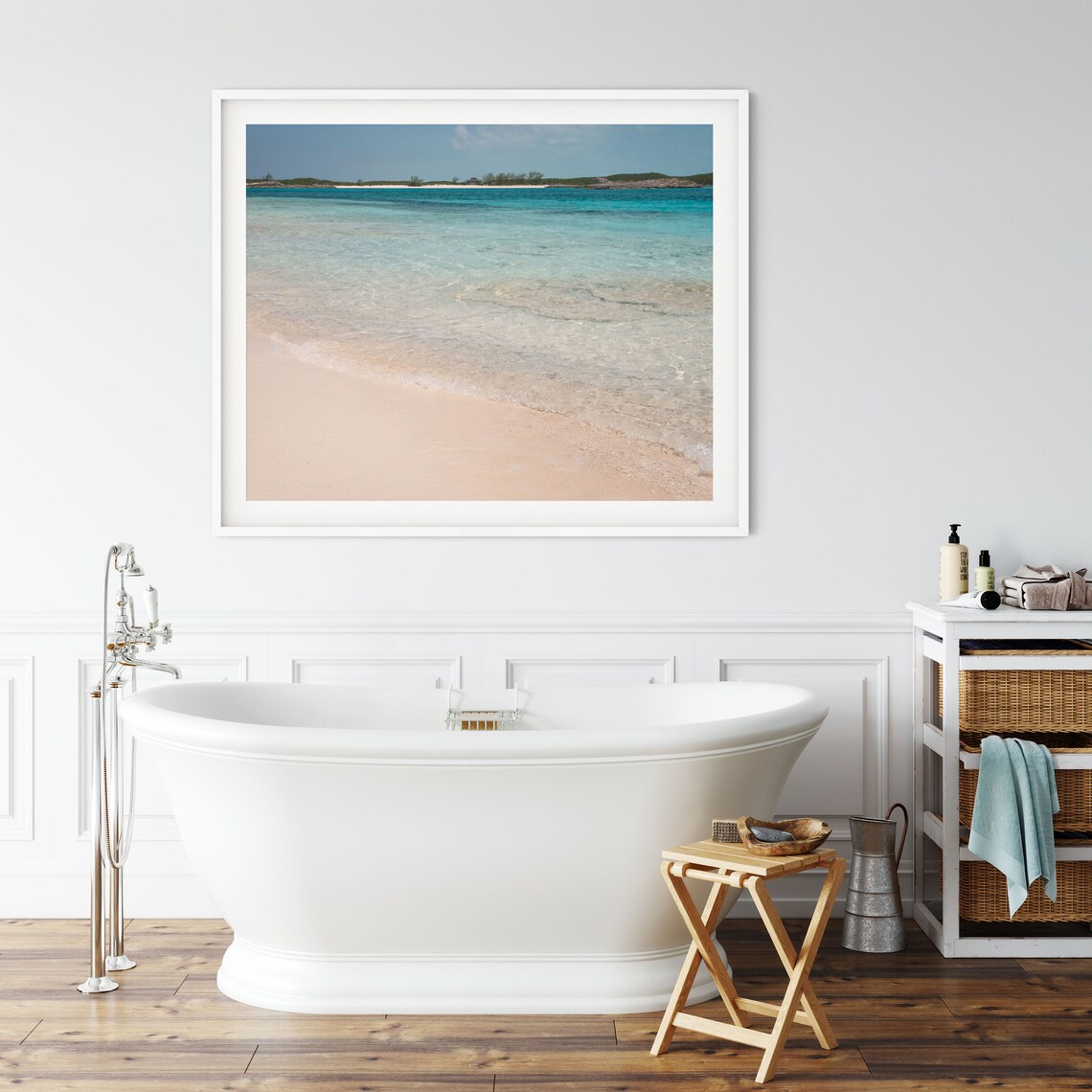 Gentle Waves Over Clear Water on a Pink Sand Beach Photo Poster - Image 2