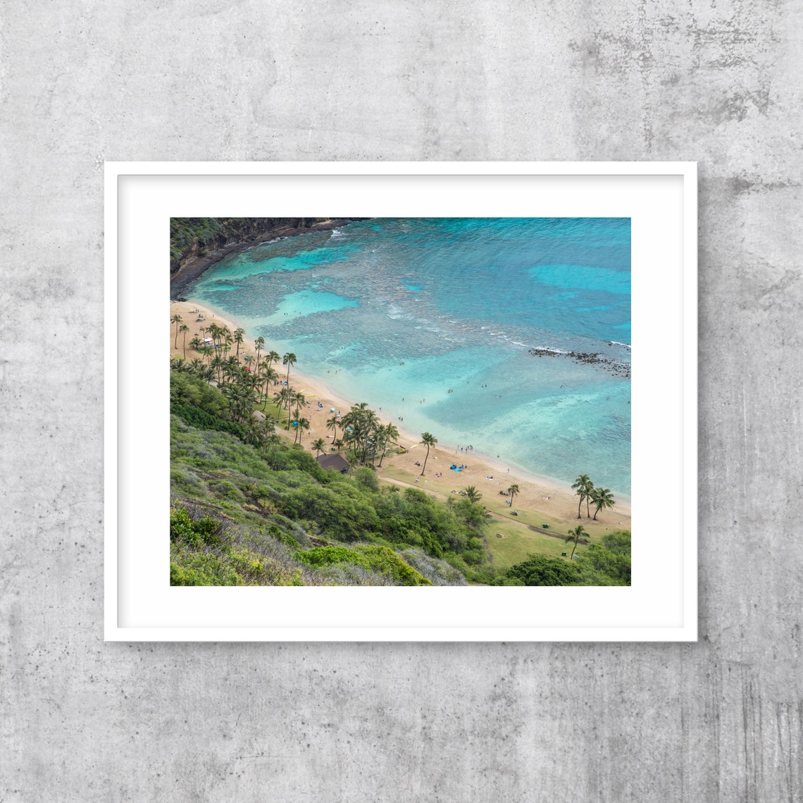 Hanauma Bay Aerial Crescent Beach Turquoise Water Hawaii Poster - Image 3
