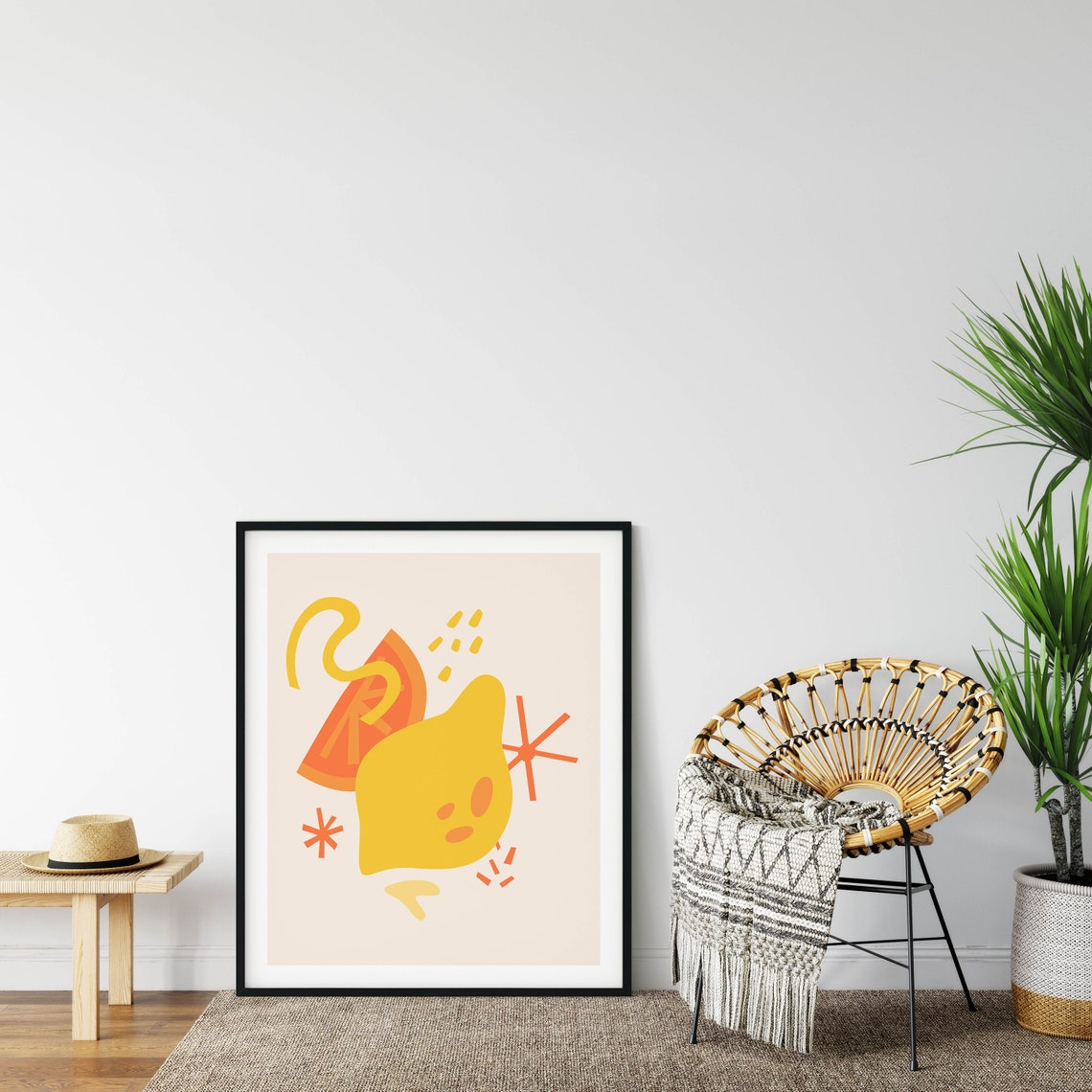 Bright Lemon and Orange Slice Abstract Citrus Summer Art Poster - Image 2