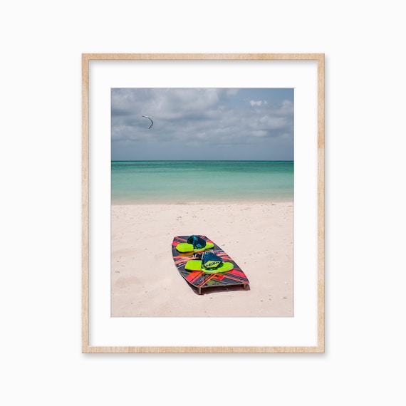Kitesurfing Beach Photography Kitesurf Art Aruba Print Travel Poster Coastal Decor Travel Beach Prints