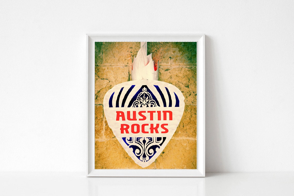 Austin Rocks Guitar Pick Sign Texas Music Wall Decor Photo Poster - Image 3
