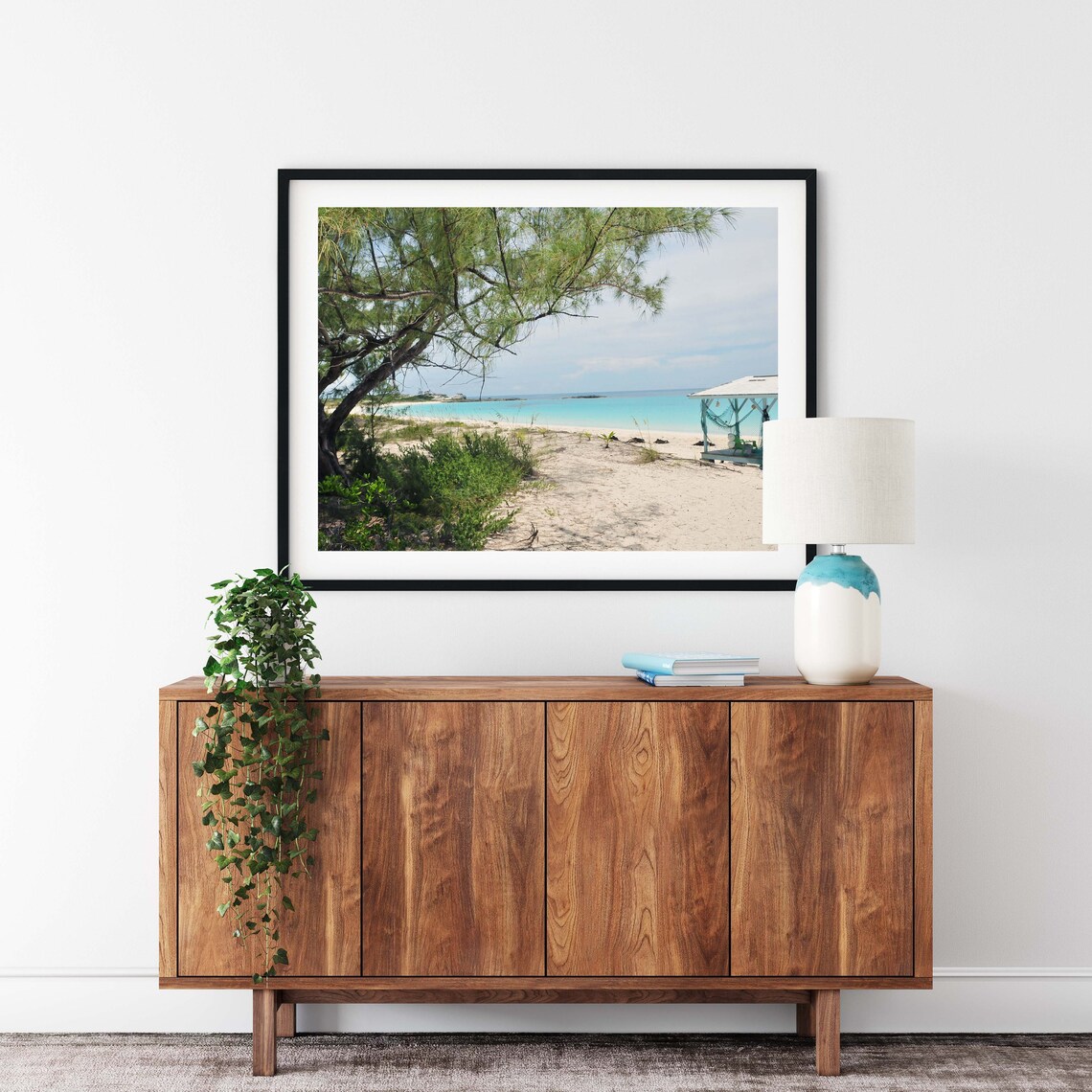 Shaded Path to a Turquoise Beach With Tree and Hut Photo Poster - Image 2