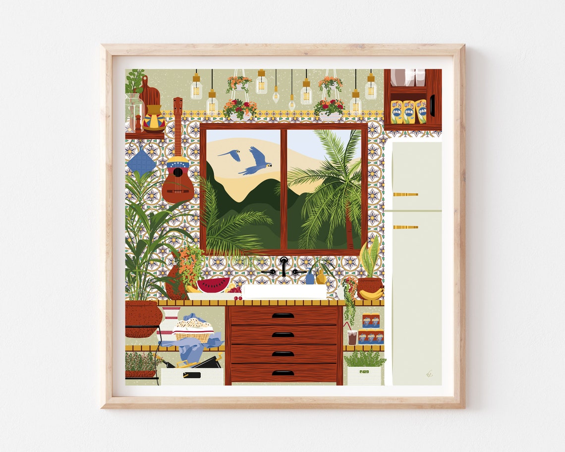Caracas Kitchen Viewing Avila, Venezuela Poster Illustration