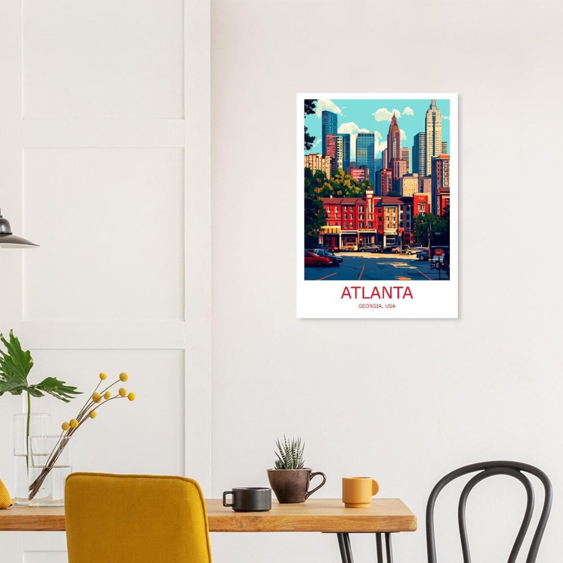 Atlanta Downtown Skyline Georgia Street Scene USA Travel Poster - Image 2