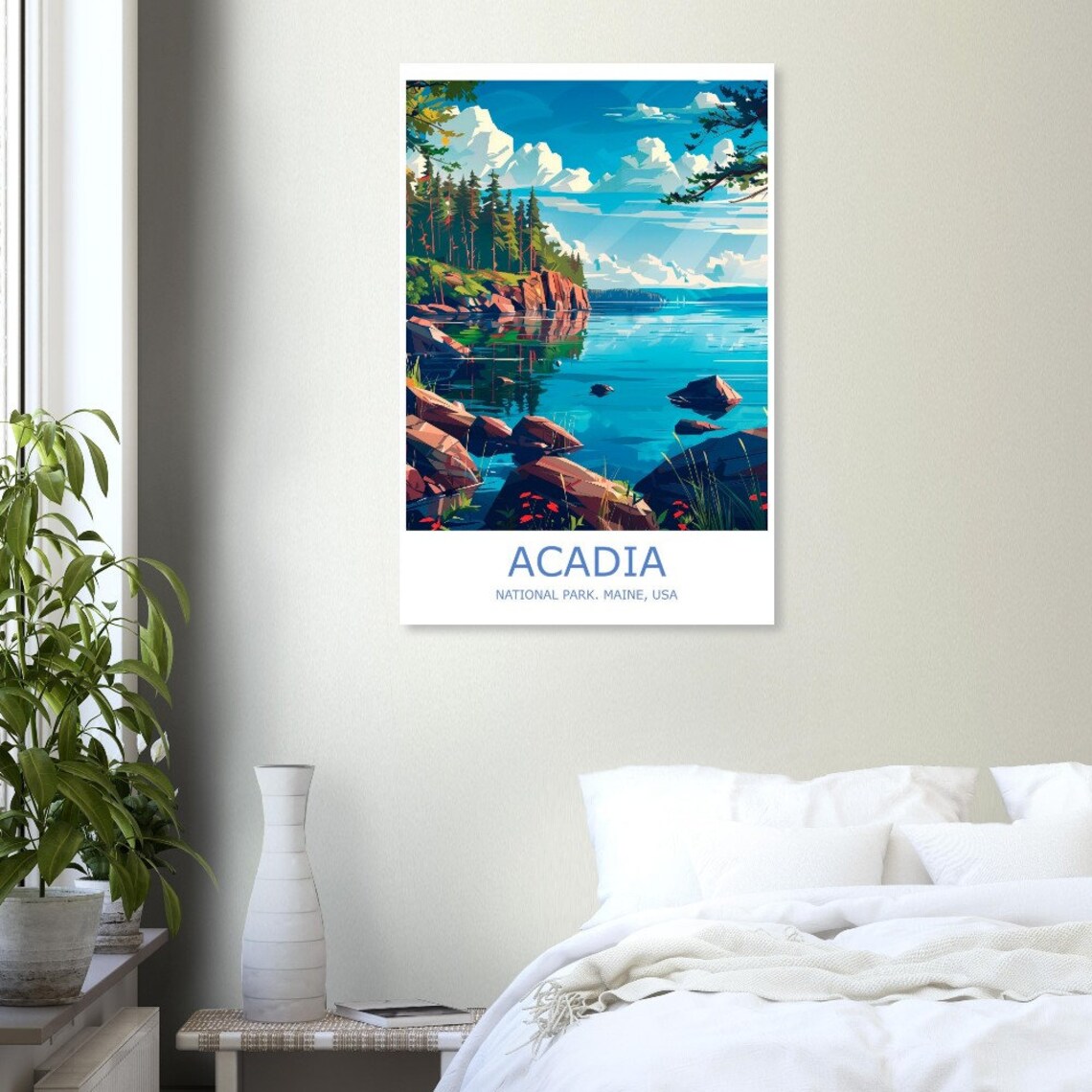 Acadia National Park Maine Rocky Shore And Pine Forest Travel Poster - Image 3