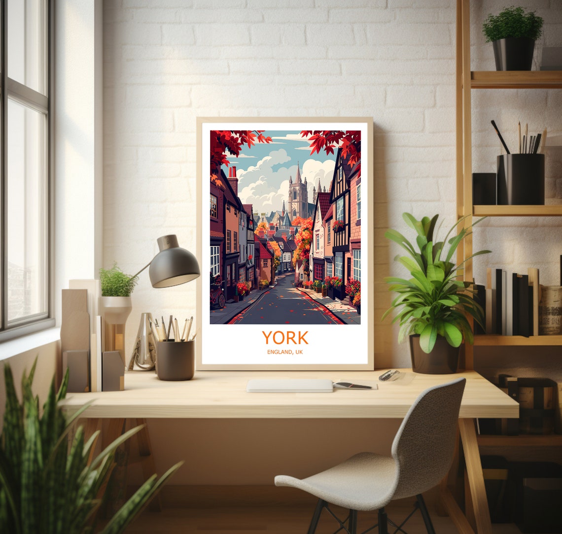 York Shambles Street Minster Autumn Red Leaves Travel Poster - Image 3