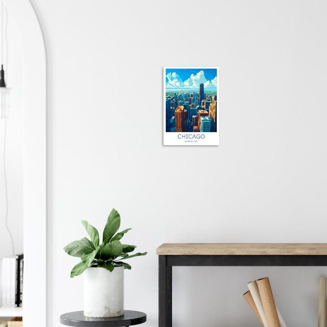 Chicago Illinois Downtown Skyscrapers Aerial Skyline Travel Poster - Image 3