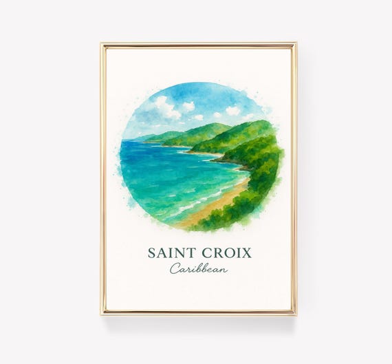 Saint Croix Vintage Travel Poster Caribbean Wall Art Print Tropical Decor Gift