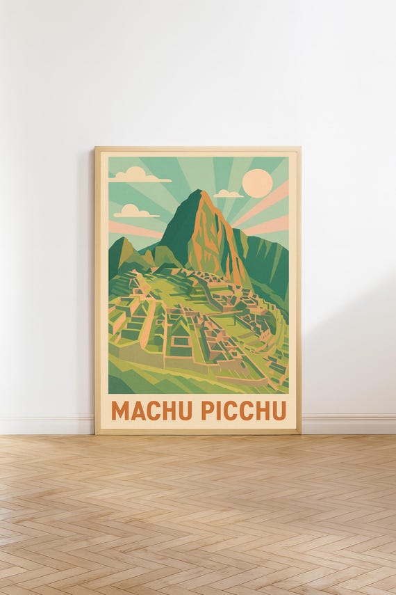 Machu Picchu Travel Poster Peru Wall Art Vintage Print Decor South America Gift