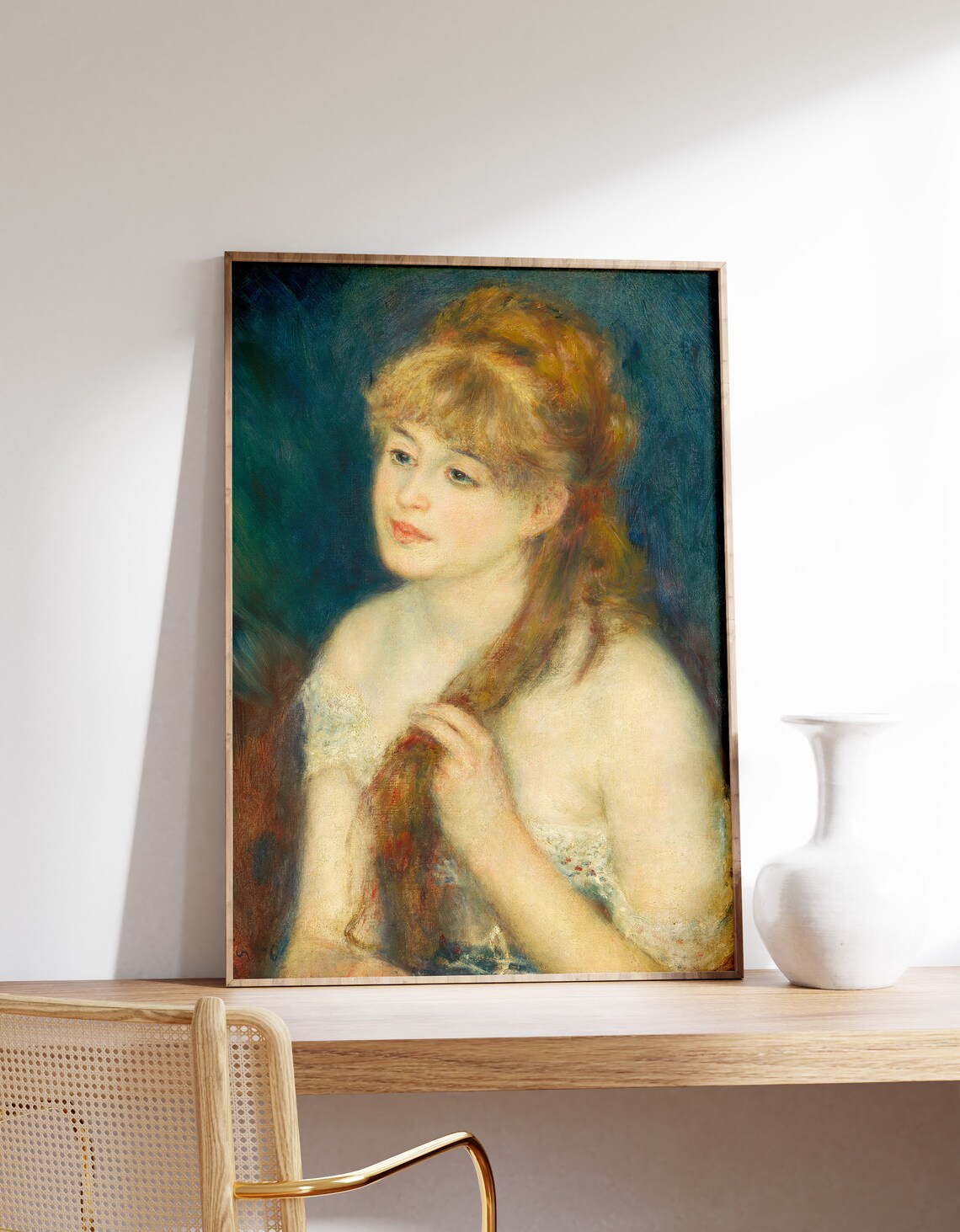Pierre Auguste Renoir Young Woman Braiding Her Hair 1876 Portrait Art Print