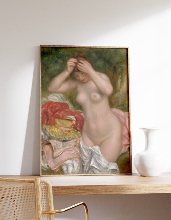 Auguste Renoir Bather Arranging Her Hair 1893 Vintage Poster Classic Painting Woman Mature Print Art Gift Female Wall Decor
