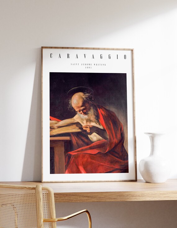 Dark Academia Art Caravaggio Painting Saint Jerome Writing Baroque Wall