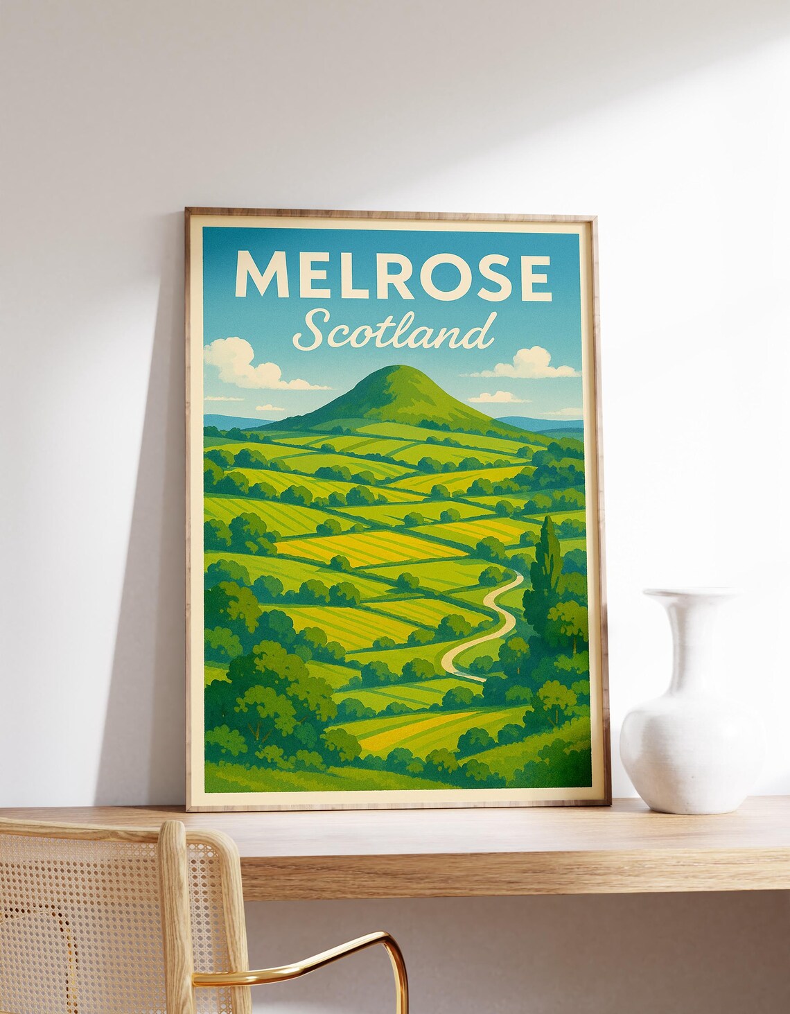 Melrose Hills, Scotland Landscape Poster Print