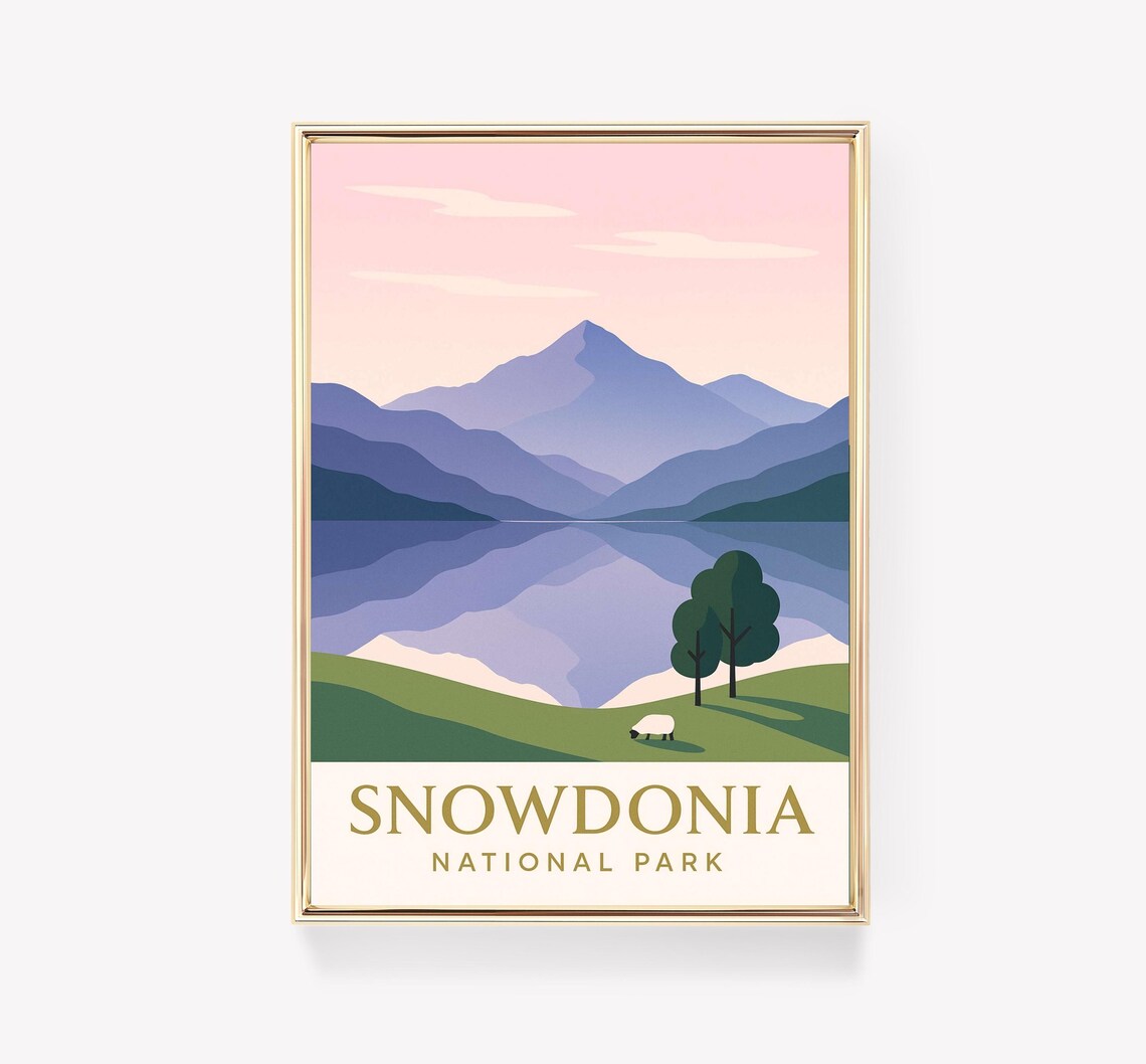 Snowdonia Vintage Travel Poster, Wales Wall Art