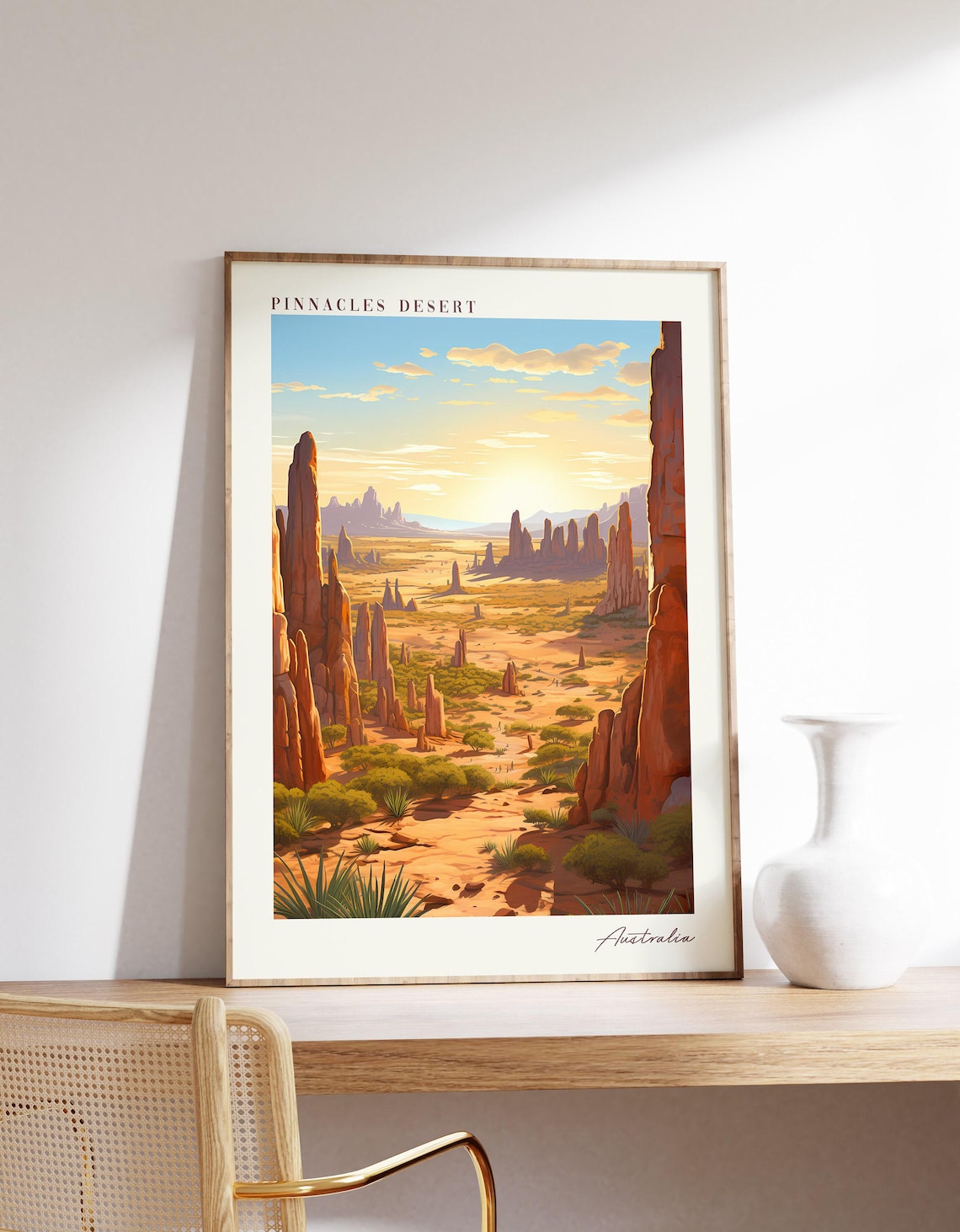Pinnacles Desert Travel Poster, Australia Decor