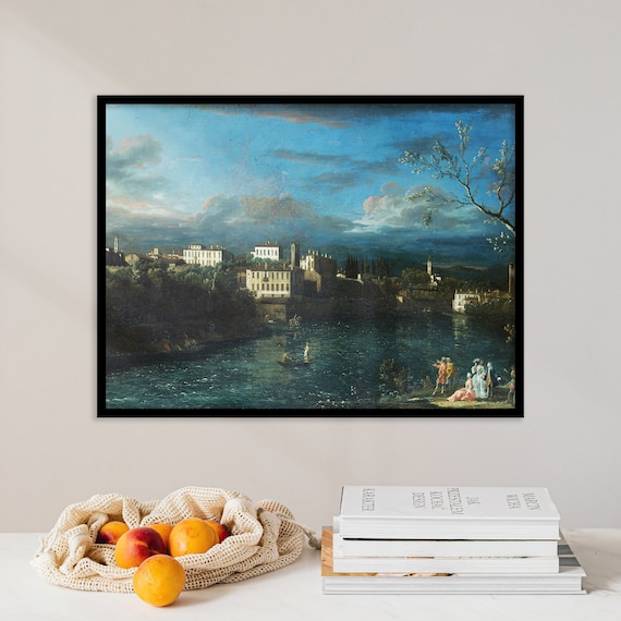 Bernardo Bellotto Vaprio Dadda 1744 Landscape Poster Wall Art Print Vintage Scenery Cloudy Blue Sky Painting Home Decor