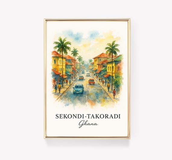 Sekonditakoradi Travel Poster, Vintage African Decor