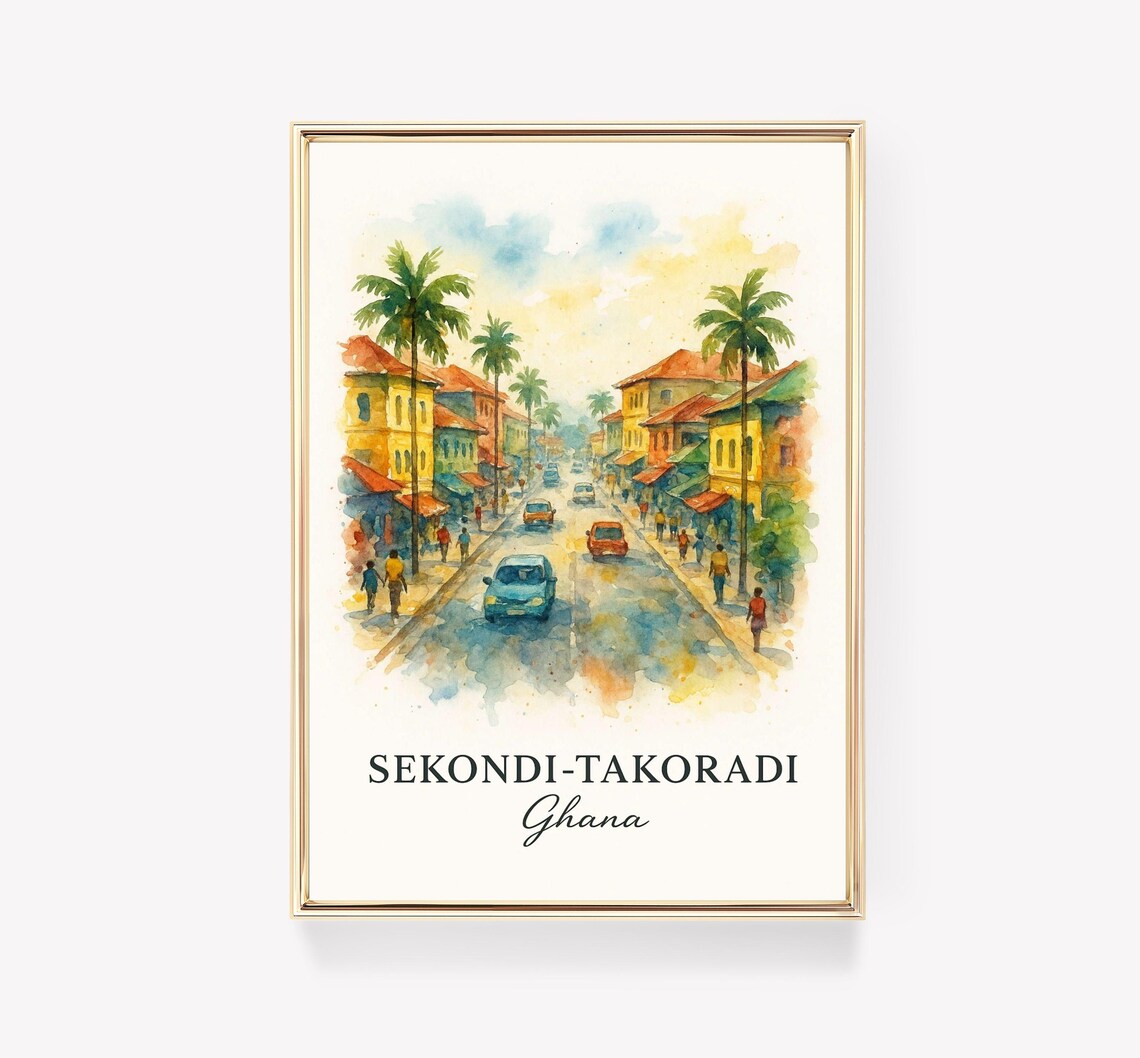 Sekonditakoradi Travel Poster, Vintage African Decor
