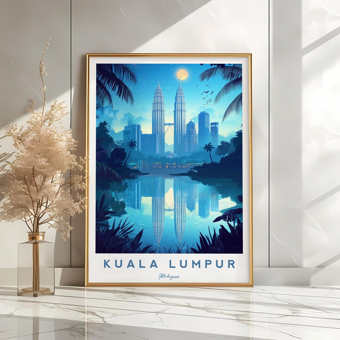 Kuala Lumpur Travel Poster, Petronas Towers Skyline
