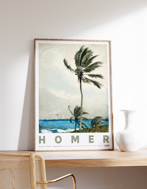 Winslow Homer Print Palm Tree Nassau 1898 Farmhouse Decor Tropical Exhibition Poster Museum Watercolor Painting