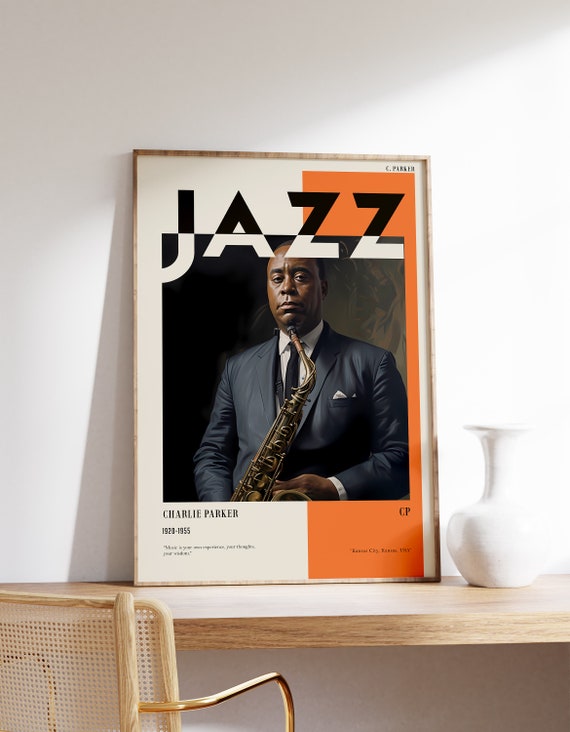 Charlie Parker Poster Musical Print Jazz Portrait Decor Art Home