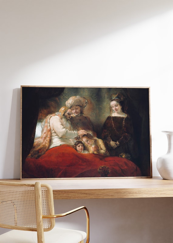 Rembrandt Jacob Blessing the Sons of Joseph 1656 Biblical Poster