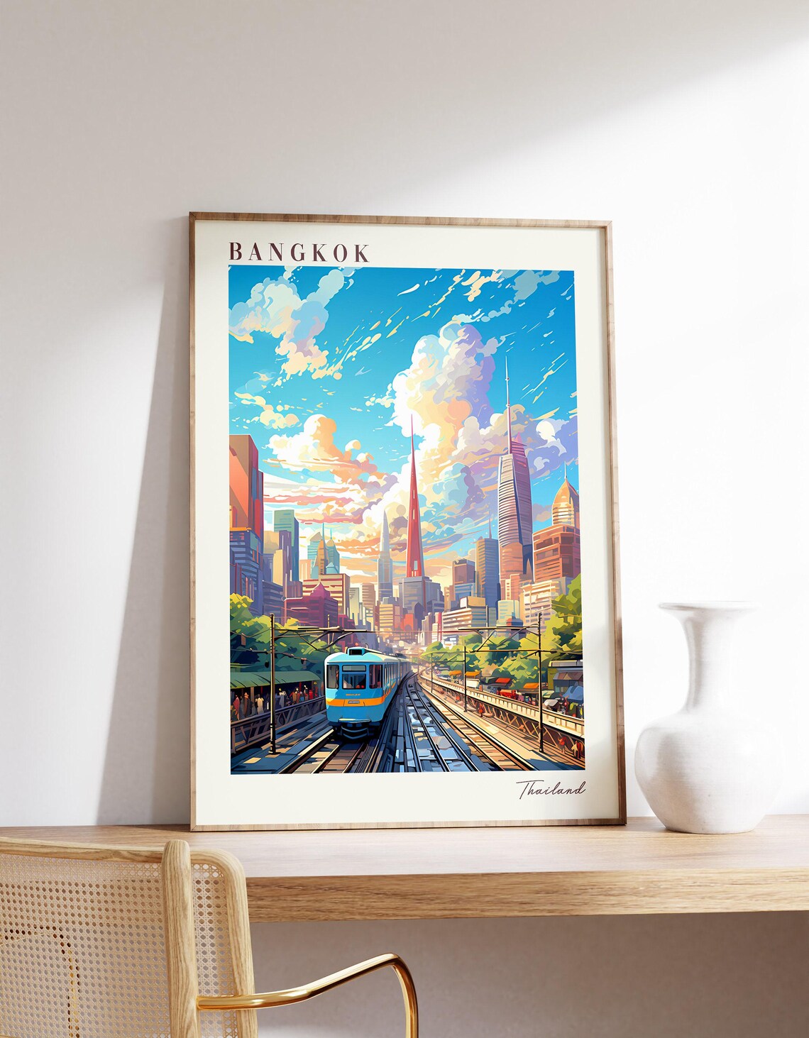 Bangkok Travel Poster, Thailand Decor Poster