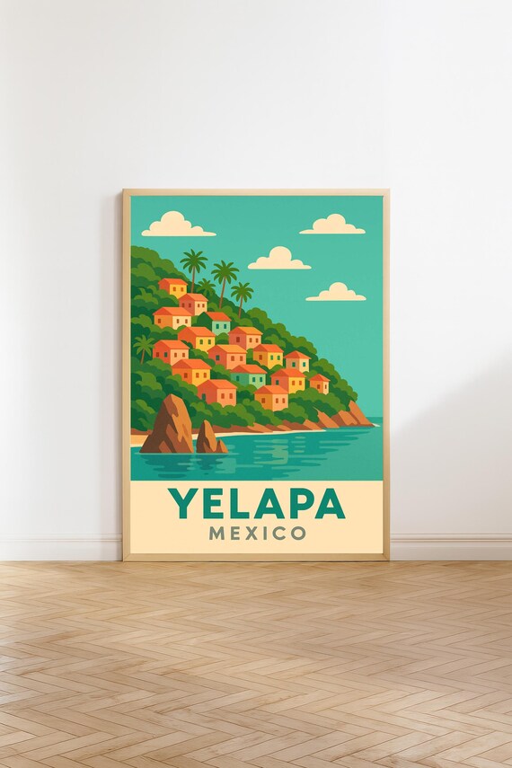 Yelapa Mexico Hillside Village Turquoise Bay Travel Wall Poster