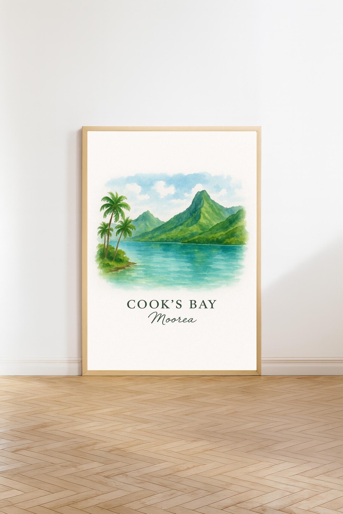 Cooks Bay Vintage Travel Poster, French Polynesia