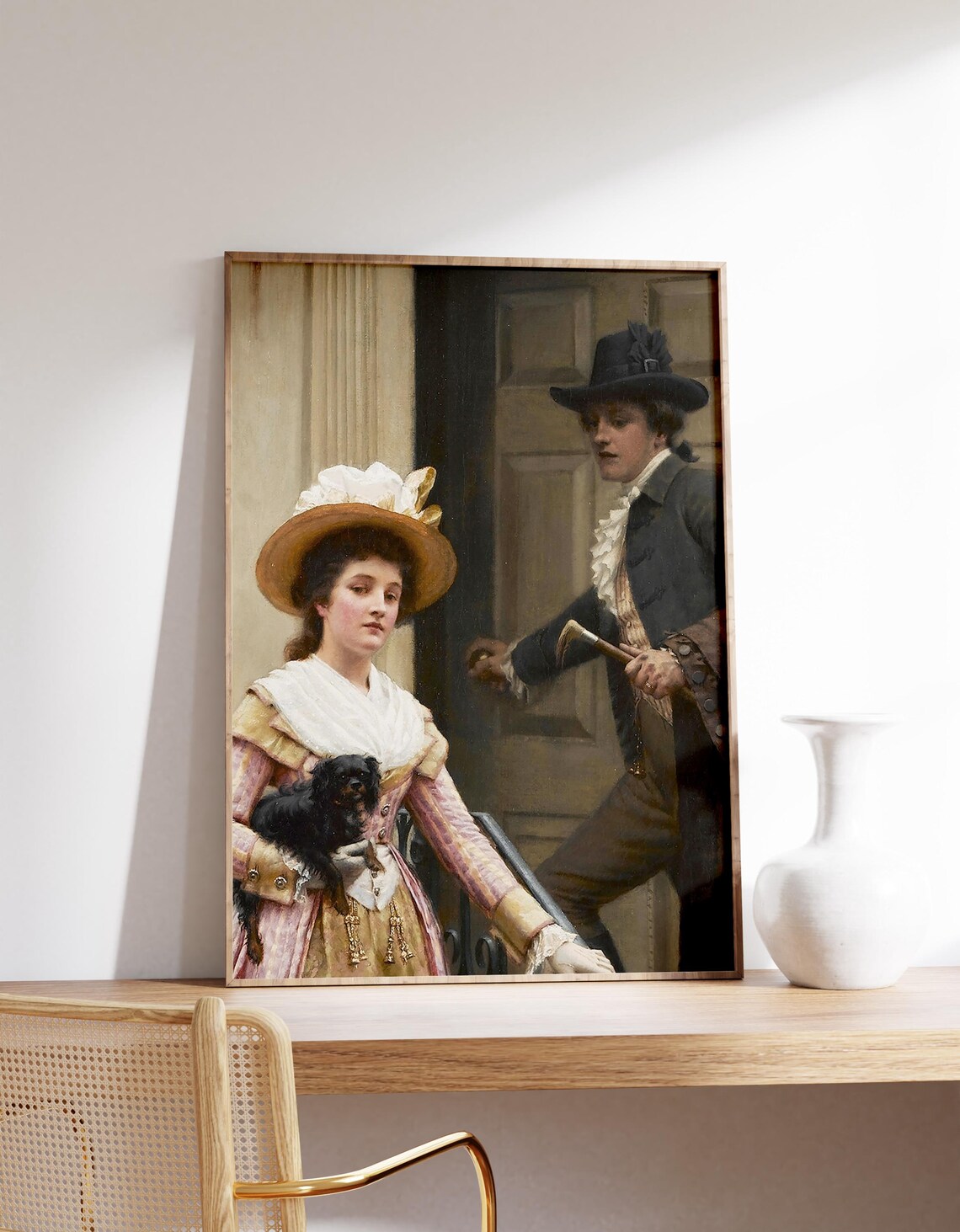 Blair Leighton My Nextdoor Neighbour Victorian Lady Dog Scene Poster