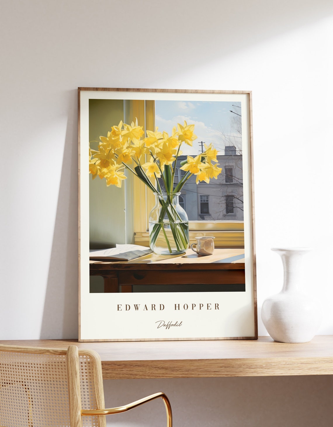 Edward Hopper Daffodil Yellow Spring Flowers Windowsill Art Poster