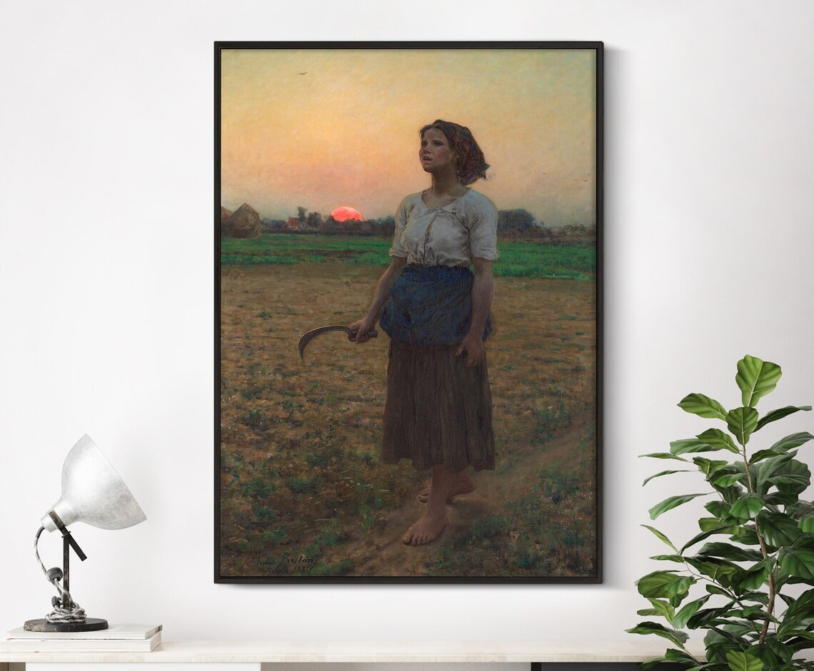 Jules Breton The Song Of The Lark 1884 Peasant Field Painting Poster