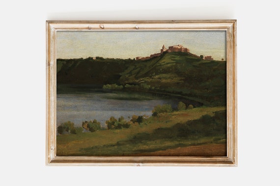 Camille Corot Lake Albano And Castel Gandolfo 1826 Landscape Poster Wall Art Print Vintage Field Rustic Cloudy Sky Painting Home Decor