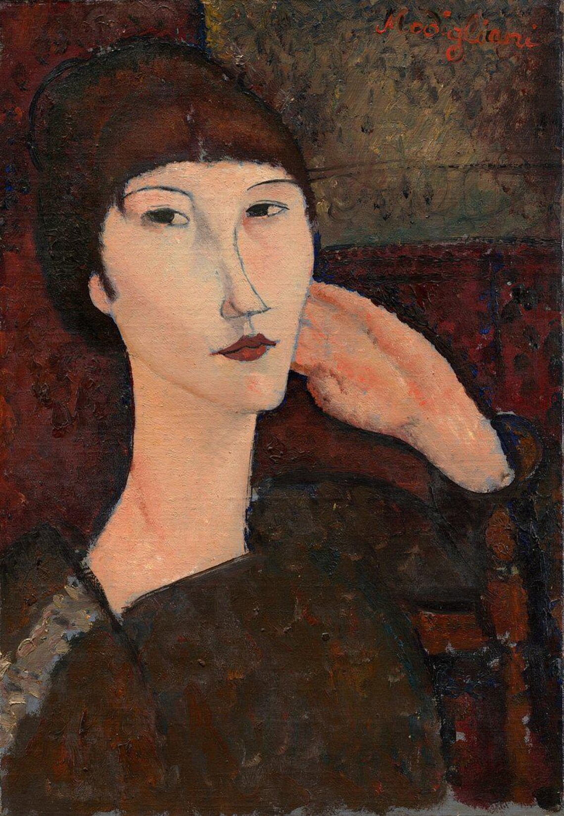 Modigliani Woman Portrait Long Neck Elongated Face Classic Poster