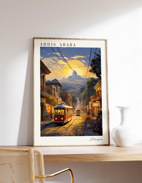 Addis Ababa Travel Poster, Ethiopia Decor Print