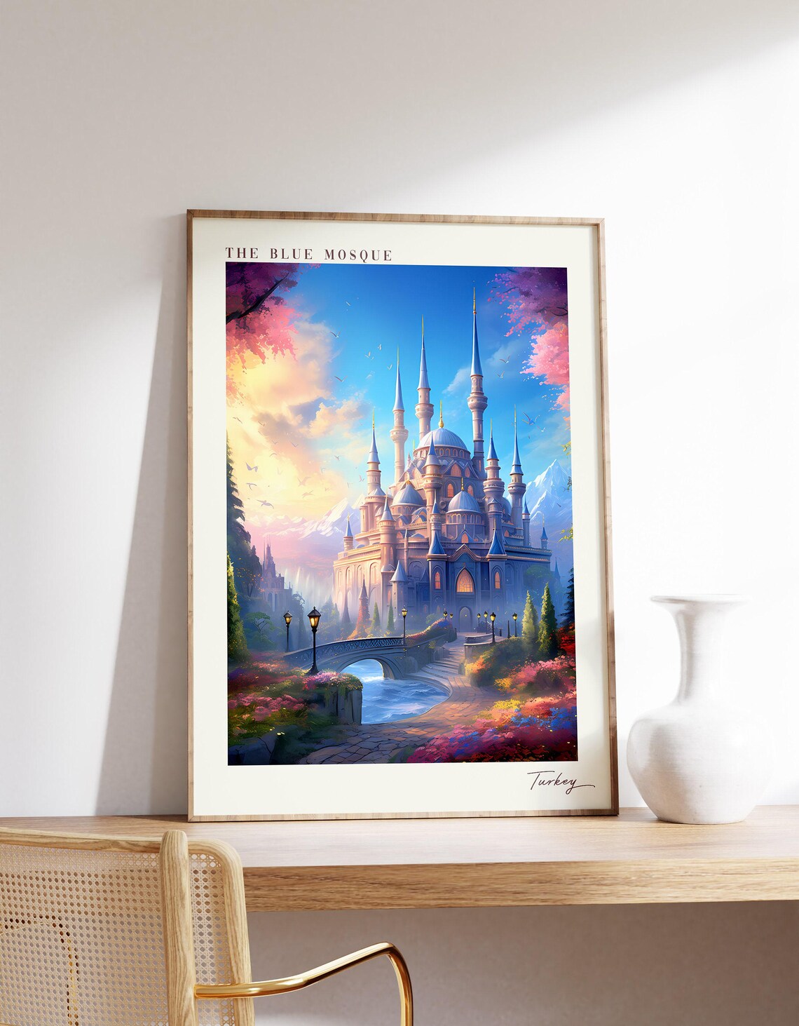 The Blue Mosque Travel Poster, Turkey Decor
