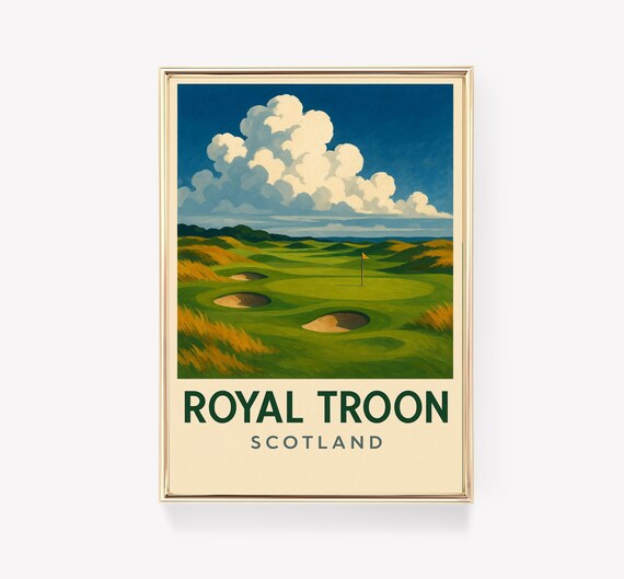 Royal Troon Scotland Links Golf Course Classic Retro Travel Poster