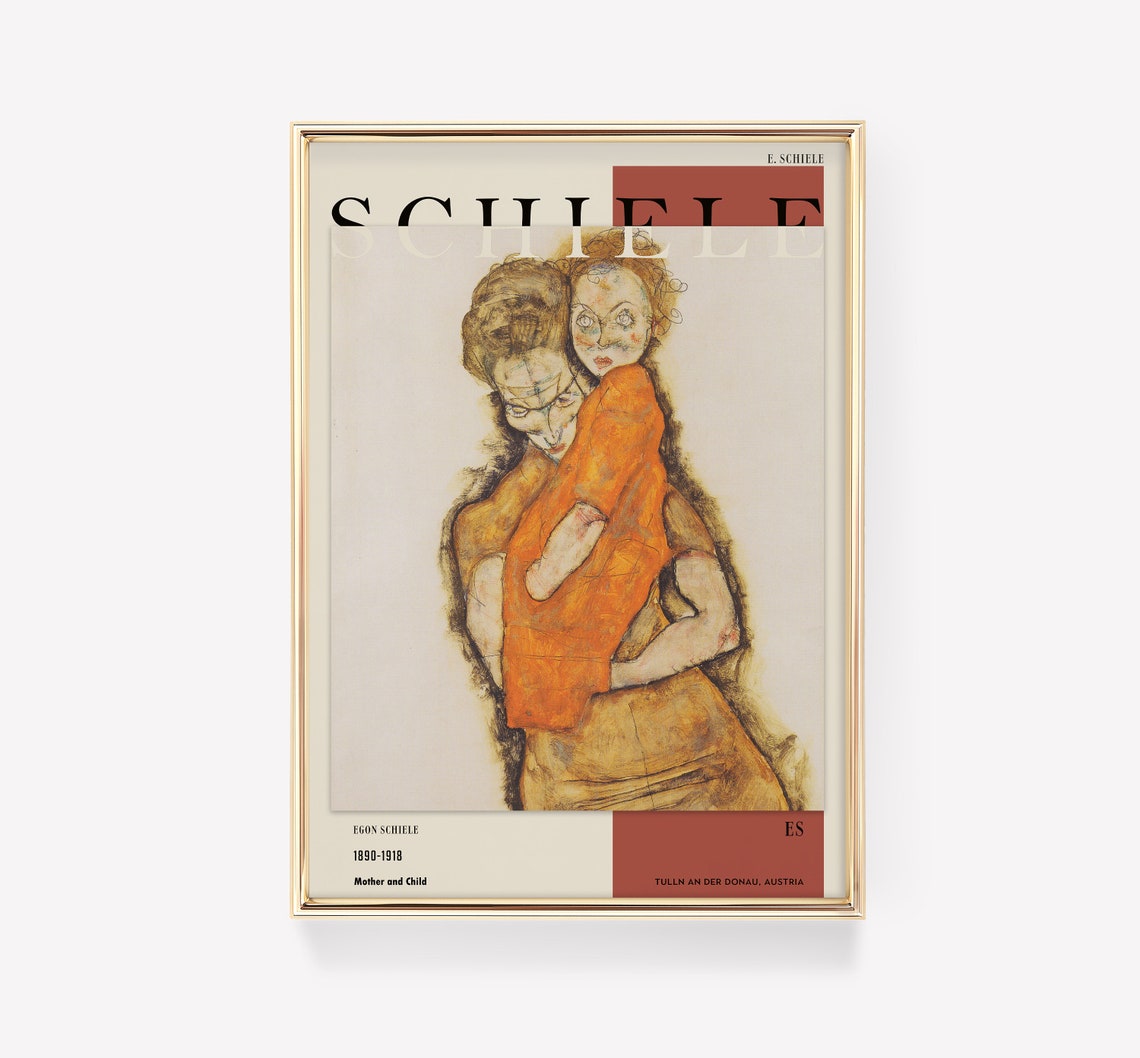 Egon Schiele Mother and Child Expressionism Exhibition Poster