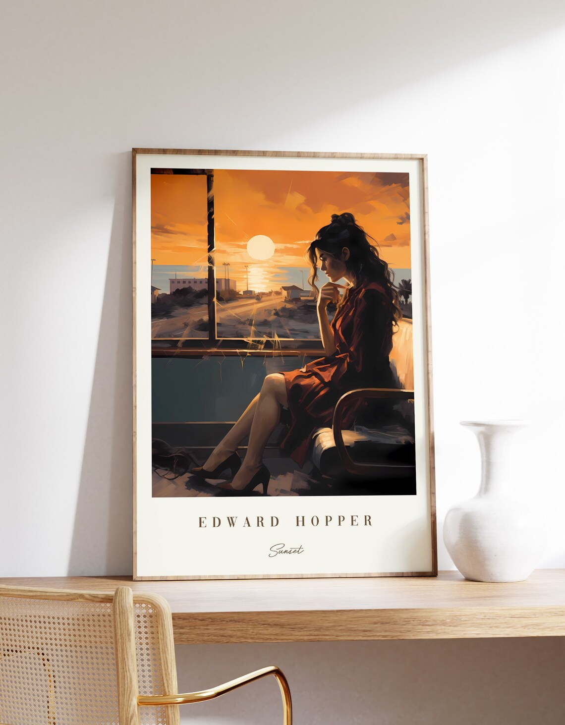 Edward Hopper Sunset Woman by the Window Vintage Style Art Poster